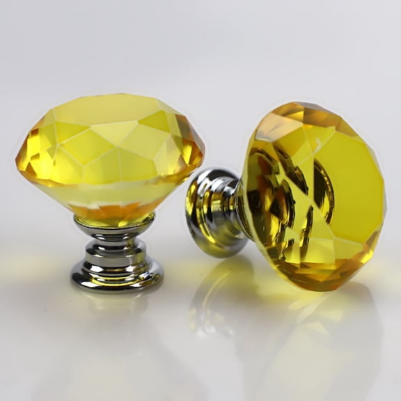 Zhuge 10PCS 30mm Pink Crystal Glass Cabinet Knobs, Diamond-Shaped Drawer Pulls for Kitchen Cabinets, Wardrobes, Dressers & Cupboard Doors, Golden