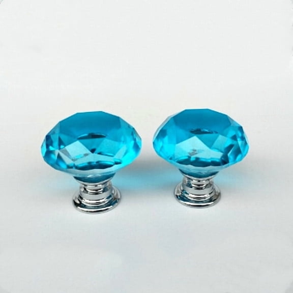 Zhuge 10PCS 30mm Pink Crystal Glass Cabinet Knobs, Diamond-Shaped Drawer Pulls for Kitchen Cabinets, Wardrobes, Dressers & Cupboard Doors, Lake Blue