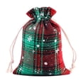thumbnail image 1 of Zhuge 10pcs Christmas Drawstring Bags with Snowflake Pattern Buffalo Plaid Favor Bags Linen Cloth Gift Treat Bag for Christmas Birthday Party (3.93 x 5.51Inch,Red Green), 1 of 4