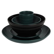 Zhuge 10pcs Wheat Straw Dinnerware ,Reuasble Plates,Unbreakable Dinner Plates-Dark Green