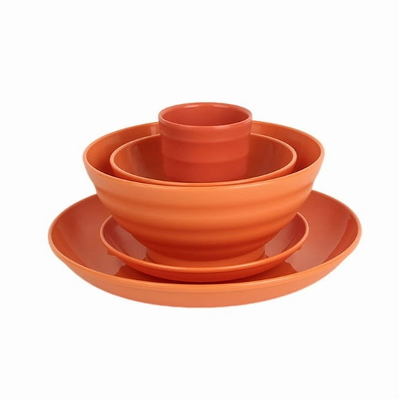 Zhuge 10pcs Wheat Straw Dinnerware ,Reuasble Plates,Unbreakable Dinner Plates-Orange