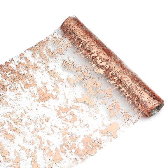 Zhuge 11"x108" Glitter Metallic Table Runner, Thin Mesh Sparkle Roll for Wedding, Bridal Shower & Holiday Party Decor, Rose Gold