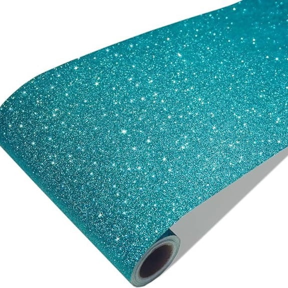 Zhuge 118.1" x 3.9" Glitter Peel and Stick Wallpaper, Self-Adhesive Removable Glitter Contact Paper for Wall, Dresser, Countertop & Craft Decor Projects, Peacock Blue