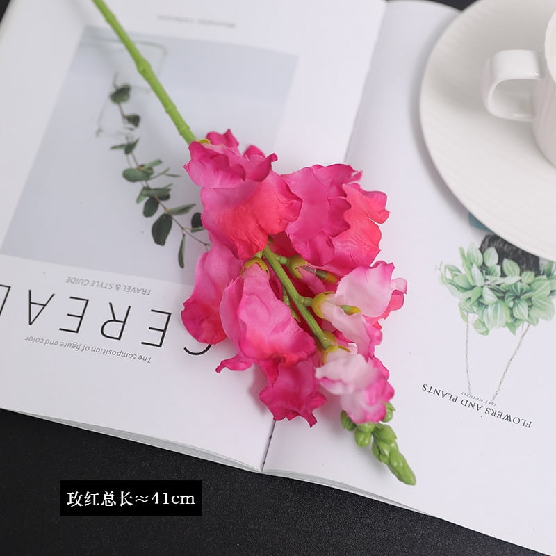 Zhuge 12-Piece Rose Red Artificial Snapdragon Flowers, 16.15 Inch Realistic Faux Florals, for Home & Indoor Outdoor Wedding Party Decor