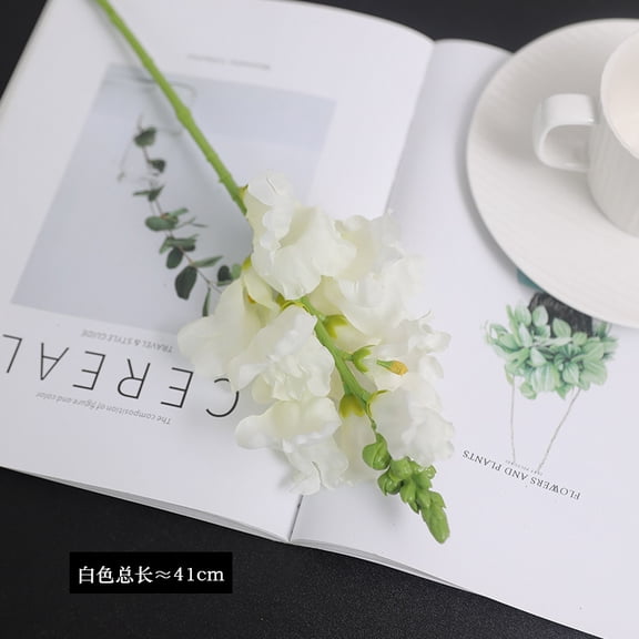 Zhuge 12-Piece White Artificial Snapdragon Flowers, 16.15 Inch Realistic Faux Florals, for Home & Indoor Outdoor Wedding Party Decor