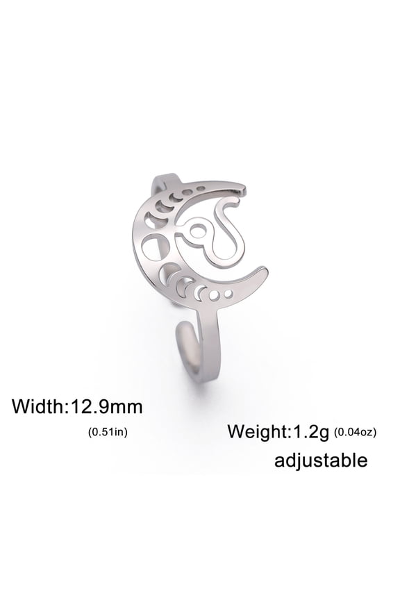 12 Zodiac Signs Constellation Ring Stainless Steel Adjustable Finger Ring Band Jewelry for Women Open Stackable RingsLeo Silver