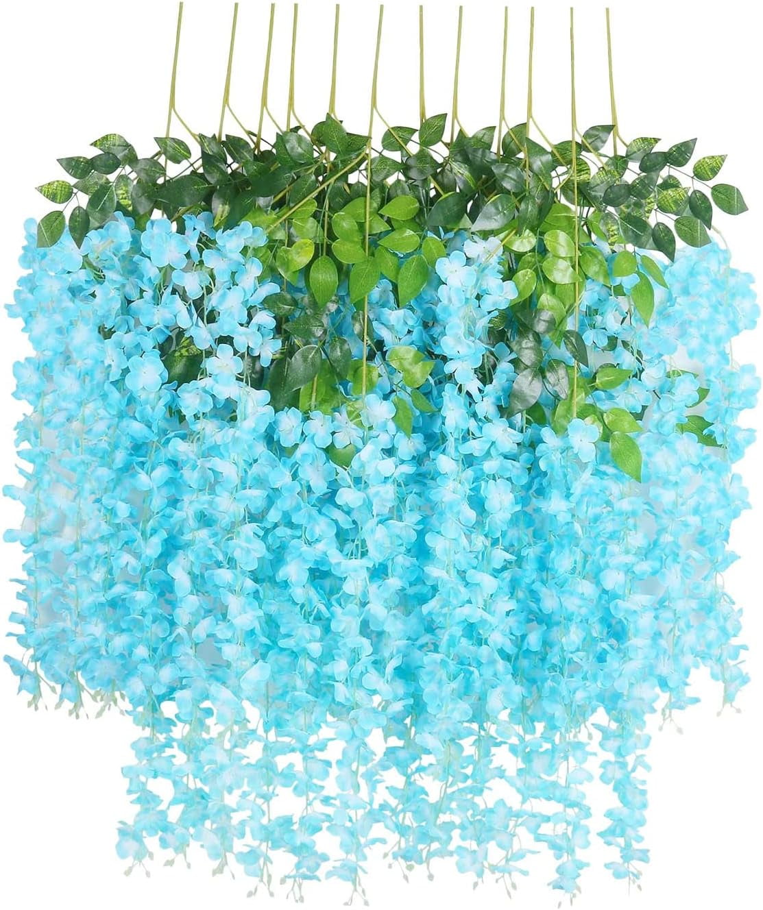 Zhuge 12 pcs Artificial Fake Wisteria Vine Ratta Hanging Garland Silk ...