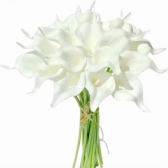 Zhuge 13.8in Artificial Calla Lily Stems Set of 12, Realistic Touch Faux Floral Sprigs, Multipurpose Vase Fillers for Home Accent & Wedding Party Decoration, White B
