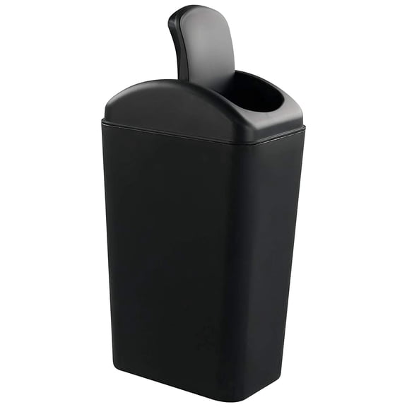 Zhuge 14 Litre Plastic Trash Can, Swing Top Garbage Can, Black, 1 Pack