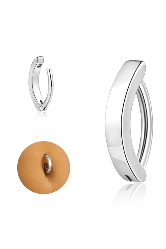 14G Belly Button RingSurgical Stainless Steel Hinged Belly Button Rings Belly Barbell Piercing Navel Barbell Body Jewelry 2PCSSilver