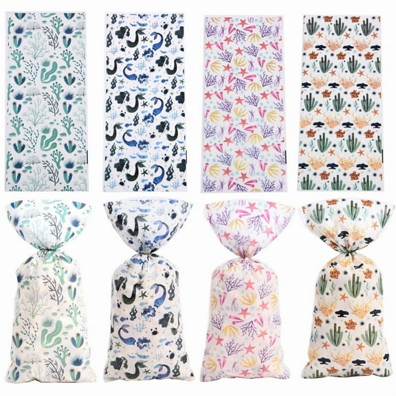 Zhuge 150 Pcs Cellophane Bags with Twist Ties Party Favor Treat Bags for Candy Cookies Goodies Bakery Treat Cake Wedding Birthday Gift Wrapping (Mixed Color C)