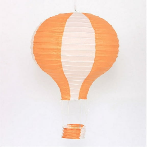 Zhuge 16in Hanging Hot Air Balloon Paper Lanterns, Reusable Chinese Japanese Party Ball Lamps Decorations Wedding Birthday Anniversary Christmas Engagement, Set of 6Orange Stripe