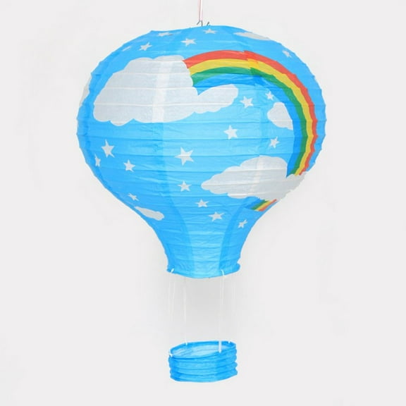 Zhuge 16in Hanging Hot Air Balloon Paper Lanterns, Reusable Chinese Japanese Party Ball Lamps Decorations Wedding Birthday Anniversary Christmas Engagement, Set of 6Black Rainbow