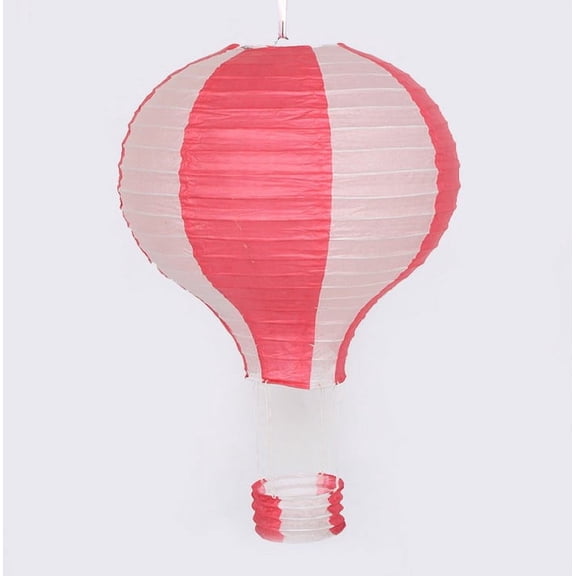 Zhuge 16in Hanging Hot Air Balloon Paper Lanterns, Reusable Chinese Japanese Party Ball Lamps Decorations Wedding Birthday Anniversary Christmas Engagement, Set of 6Pink Stripe