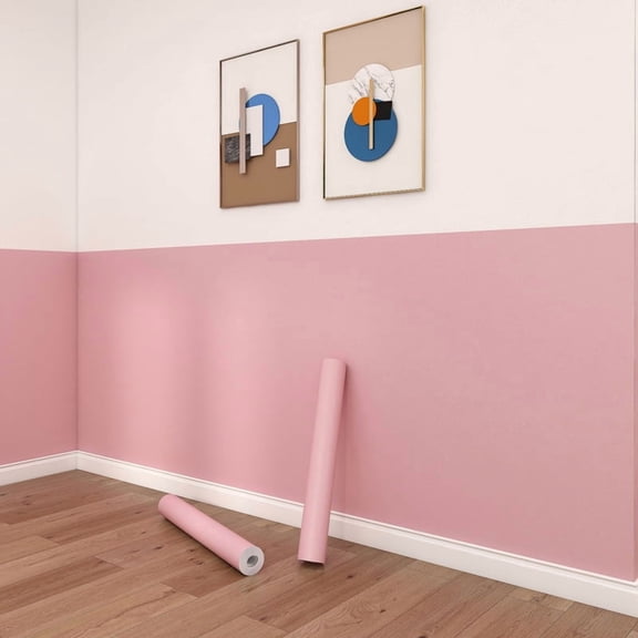 Zhuge 17.7" x 393.7" Peel and Stick Contact Paper, Removable Self Adhesive Solid Wallpaper for Table Countertop Wall Decor, Dark Pink