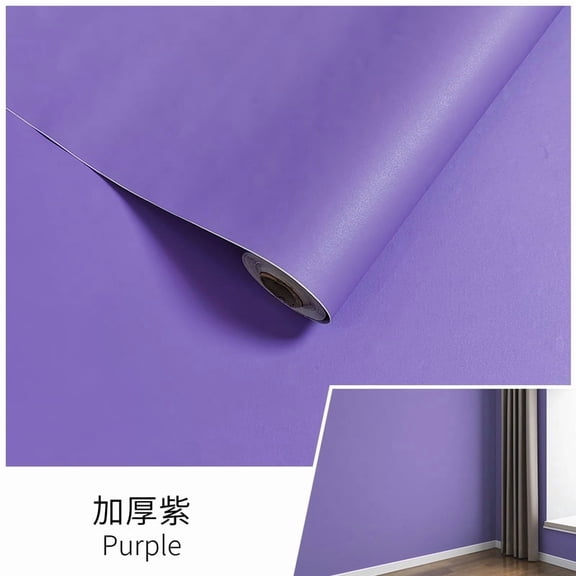 Zhuge 196.85" x 11.8" Purple Solid Color Peel and Stick Vinyl Wallpaper, Self-Adhesive Removable Contact Paper for Wall, Furniture & Cabinet Renovation Covers