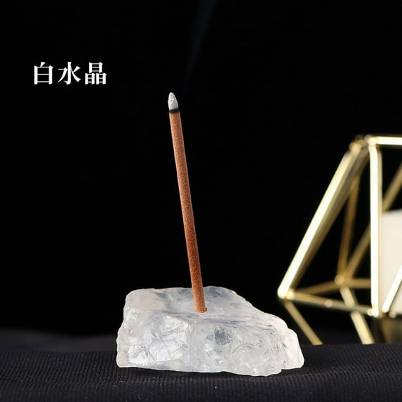 Zhuge 1Pcs 3-5cm Natural Raw Crystal Incense Holder, Unpolished Healing Energy Stone for Meditation & Yoga, White Crystal