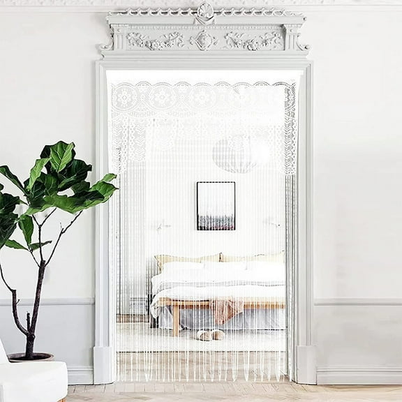 Zhuge 1Pcs Macrame Lace Door Curtain - Room Divider for Doorways and Closets - Bohemian Window Panel with String Decoration for Bedrooms 3979in,White