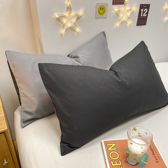 Zhuge 1Pcs Solid color brushed pillowcase Say goodbye to sultry, cool feeling technology pillowcase, summer cool and good sleep must 18.9x29.13inch(Dark grey + light grey