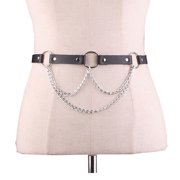 Zhuge 1pc Edgy Punk Leather Body Chain, Adjustable Statement Jewelry for Rave Festivals, Club Nights & Party Fashion,waist chain,L09