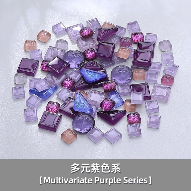 Zhuge 2.2LB Assorted Colors Irregular Crystal Glass Mosaic Tiles, DIY-Friendly Craft Supplies for Mosaic Making Projects, Home Decor Accents & Art Creations, Purple