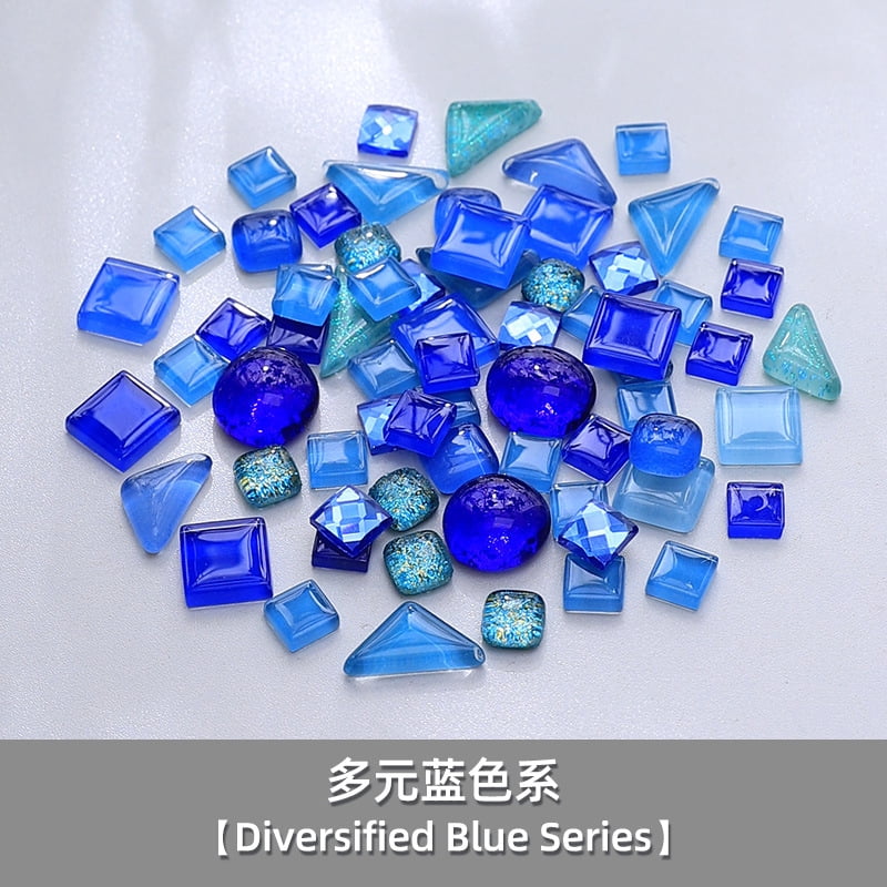 Zhuge 2.2LB Assorted Colors Irregular Crystal Glass Mosaic Tiles, DIY-Friendly Craft Supplies for Mosaic Making Projects, Home Decor Accents & Art Creations, Blue