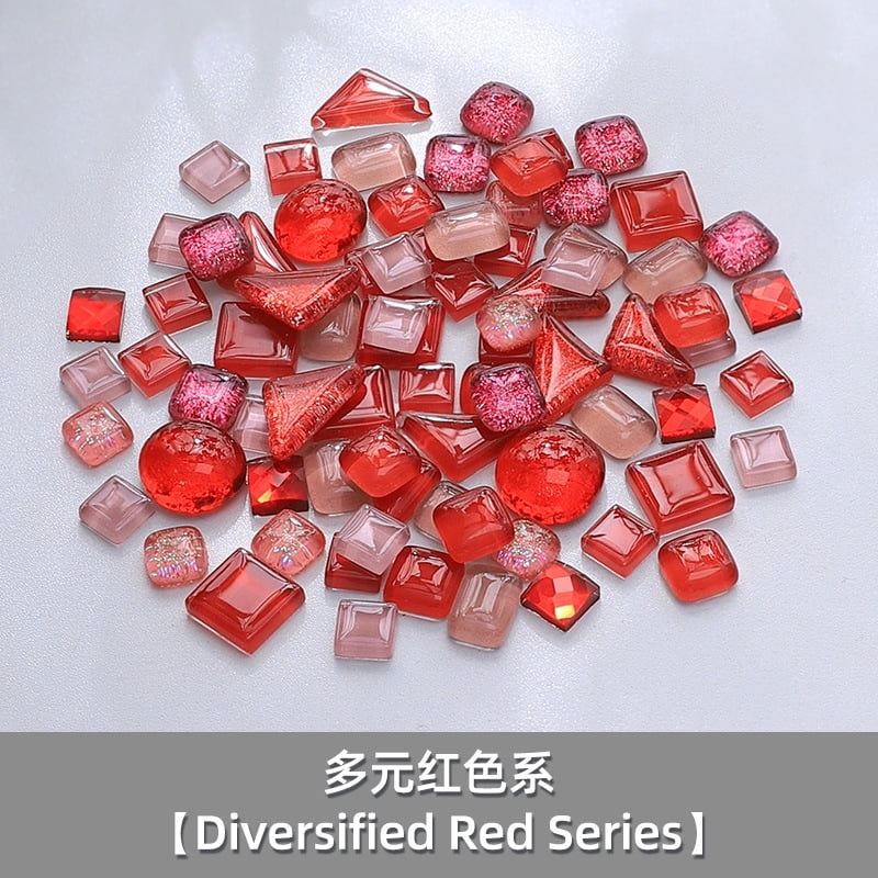 Zhuge 2.2LB Assorted Colors Irregular Crystal Glass Mosaic Tiles, DIY-Friendly Craft Supplies for Mosaic Making Projects, Home Decor Accents & Art Creations, Red