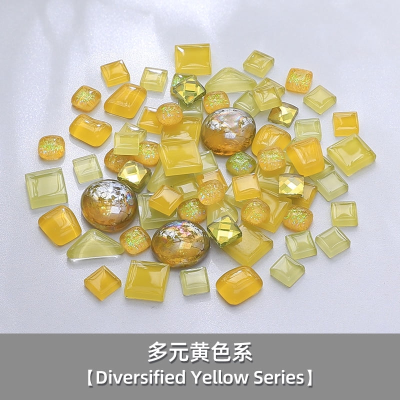 Zhuge 2.2LB Assorted Colors Irregular Crystal Glass Mosaic Tiles, DIY-Friendly Craft Supplies for Mosaic Making Projects, Home Decor Accents & Art Creations, Yellow