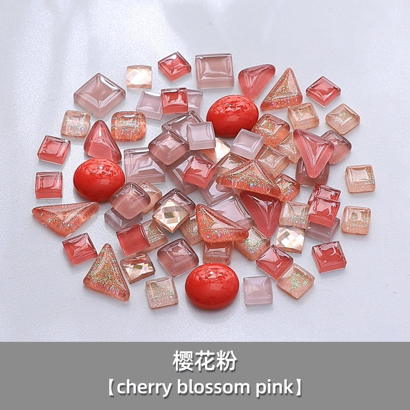 Zhuge 2.2LB Assorted Colors Irregular Crystal Glass Mosaic Tiles, DIY-Friendly Craft Supplies for Mosaic Making Projects, Home Decor Accents & Art Creations, Pink