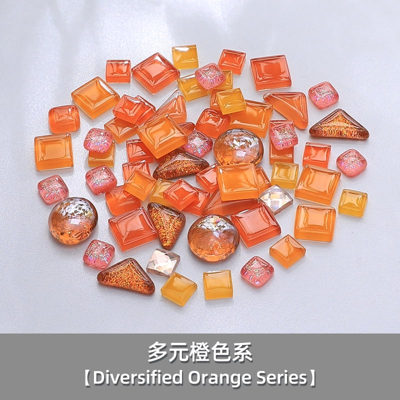 Zhuge 2.2LB Assorted Colors Irregular Crystal Glass Mosaic Tiles, DIY-Friendly Craft Supplies for Mosaic Making Projects, Home Decor Accents & Art Creations, Orange