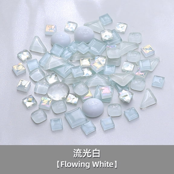 Zhuge 2.2LB Assorted Colors Irregular Crystal Glass Mosaic Tiles, DIY-Friendly Craft Supplies for Mosaic Making Projects, Home Decor Accents & Art Creations, White