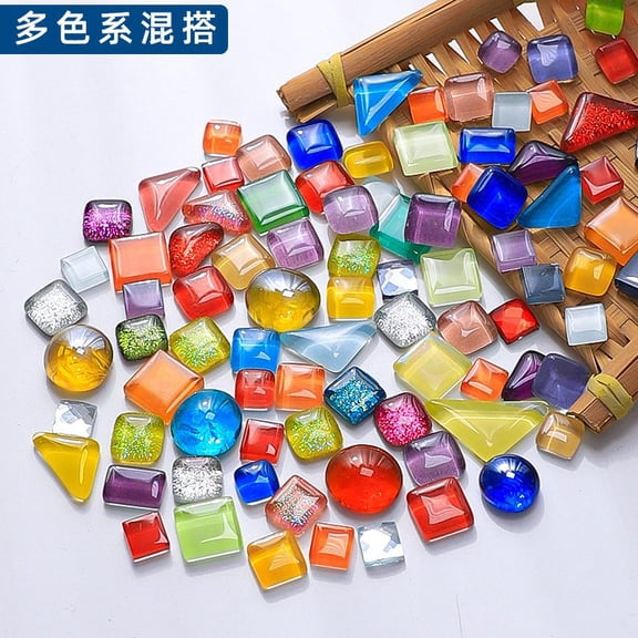 Zhuge 2.2LB Assorted Colors Irregular Crystal Glass Mosaic Tiles, DIY-Friendly Craft Supplies for Mosaic Making Projects, Home Decor Accents & Art Creations, Multi-color