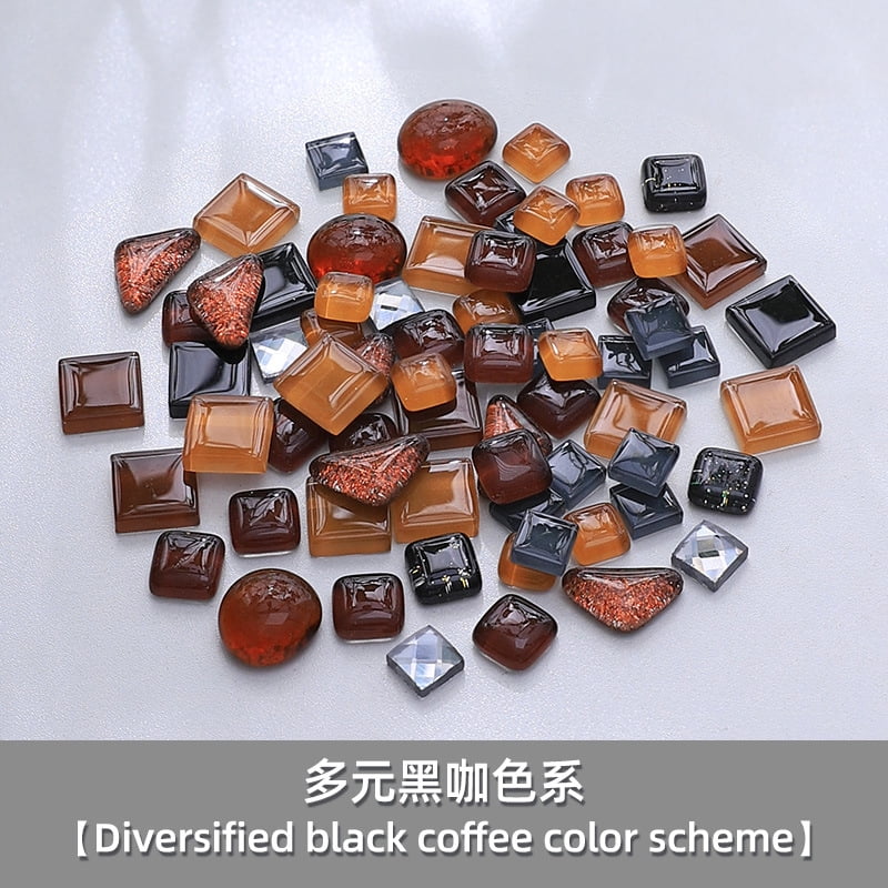 Zhuge 2.2LB Assorted Colors Irregular Crystal Glass Mosaic Tiles, DIY-Friendly Craft Supplies for Mosaic Making Projects, Home Decor Accents & Art Creations, Black and Coffee