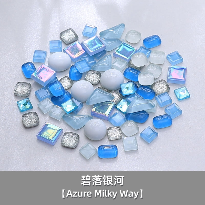 Zhuge 2.2LB Assorted Colors Irregular Crystal Glass Mosaic Tiles, DIY-Friendly Craft Supplies for Mosaic Making Projects, Home Decor Accents & Art Creations, Light Blue