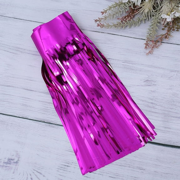 Zhuge 2 Pack Foil Fringe Banner Hanging Patry Decoration Backdrop for Baby Shower, Highchair, Birthday Macron Banner Backdrop Decor 118 In(L) X 11.8 In(W),Rose