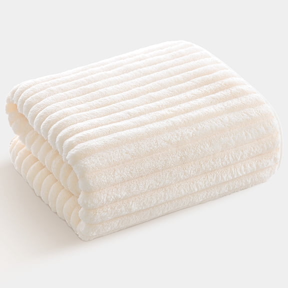 Zhuge 2 Pack Large Coral Fleece Bath Towels 28x55 Inch, Ultra Soft Fluffy Plush Bathroom Towels, Highly Absorbent Durable Shower Towel Set for Daily Home Use,Style A, Beige