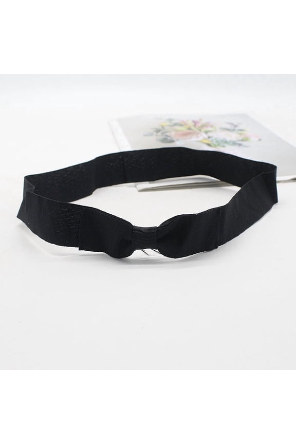 2-Pack M Size (56-59cm) Elastic Bow Tie Hat Bands, Stretchable Adjustable Headwear Accessories for Men & Women,Black