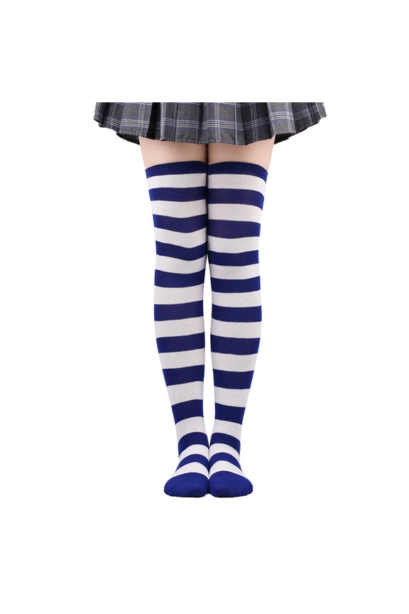 2 Pairs Women & Girls Thigh-High Boot Socks, Over-Knee & Knee-High Styles, Elastic Cosplay & Daily Wear Stockings,Dark Blue