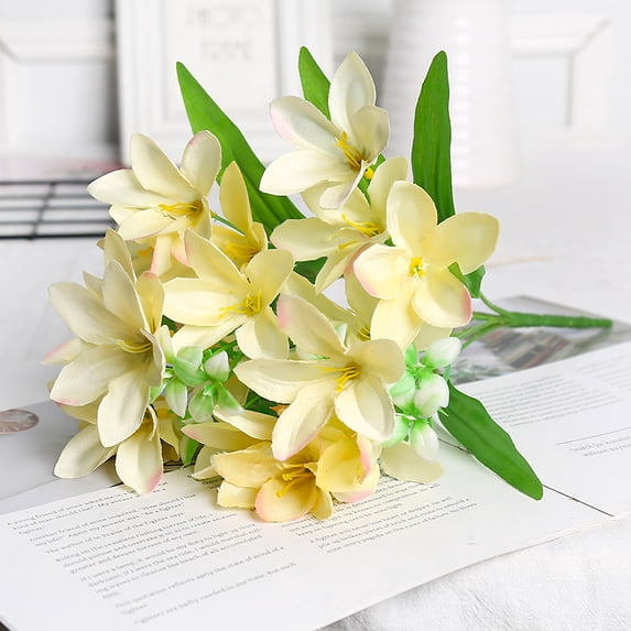 Zhuge 2-Piece Champ Artificial Lilies, 12.99×5.9 Inch Durable Fake Flowers, for Home, Wedding Parties & Dining Table Decor