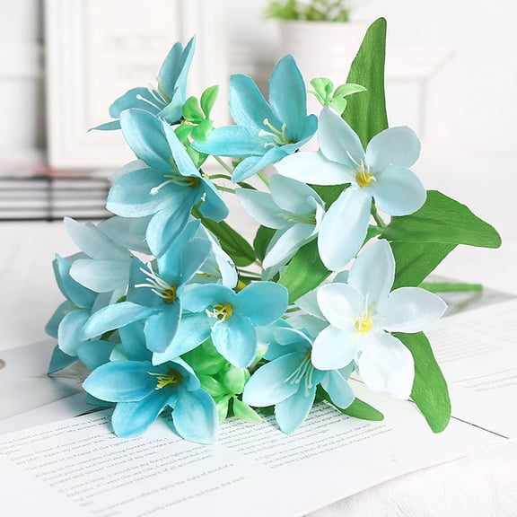 Zhuge 2-Piece Light Blue Artificial Lilies, 12.995.9 Inch Durable Fake Flowers, for Home, Wedding Parties & Dining Table Decor