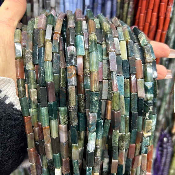 Zhuge 2 pieces 4 * 13mm rectangular natural stone block scattered beads natural mixed color original stone block shaped bead jewelry accessories