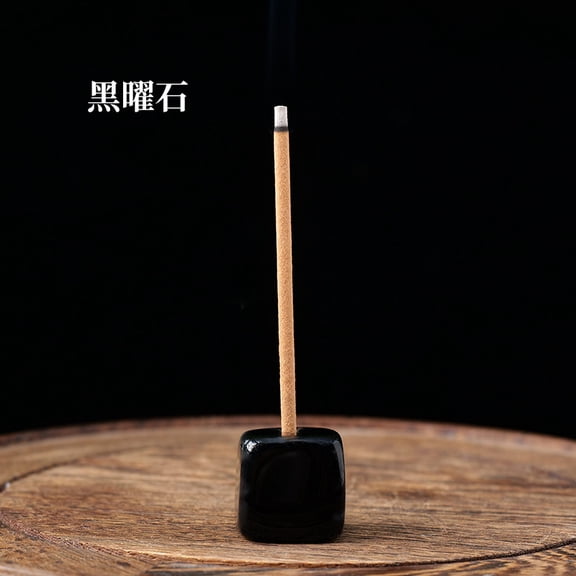 Zhuge 2 pieces of natural black block crystal raw stone incense holder, natural crystal stone aromatherapy stone ornament, incense burner for Buddha incense base