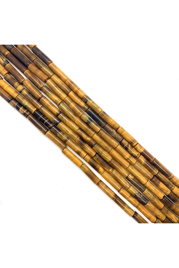 2 pieces of natural yellow tiger eye stone cylindrical loose bead jewelry, men's and women's bracelets, necklaces, woven DIY jewelry accessories (4X13mm)