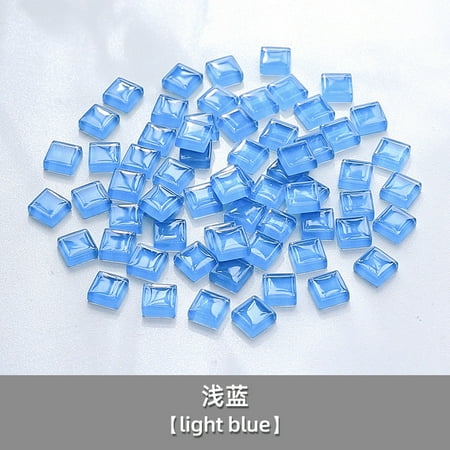 Zhuge 200 Pcs 1×1cm Square Laser-Cut Crystal Glass Mosaic Tiles, DIY Creative Art Craft Materials for Home Decor & Art Projects, Light Blue