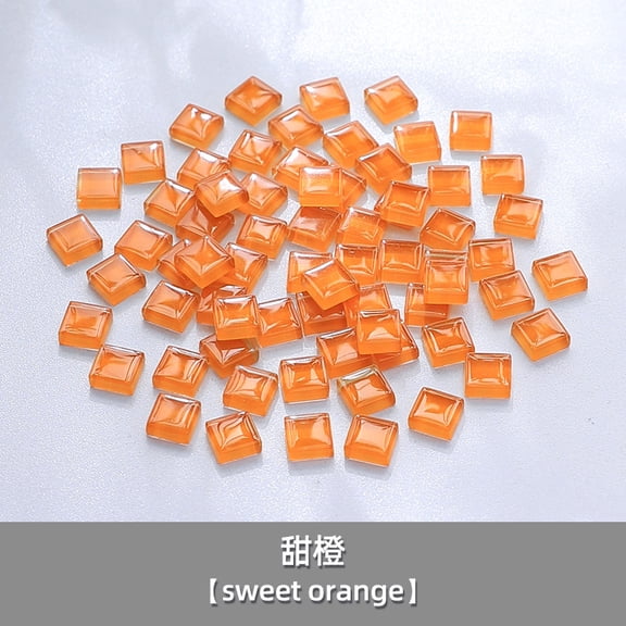 Zhuge 200 Pcs 11cm Square Laser-Cut Crystal Glass Mosaic Tiles, DIY Creative Art Craft Materials for Home Decor & Art Projects, Sweet Orange