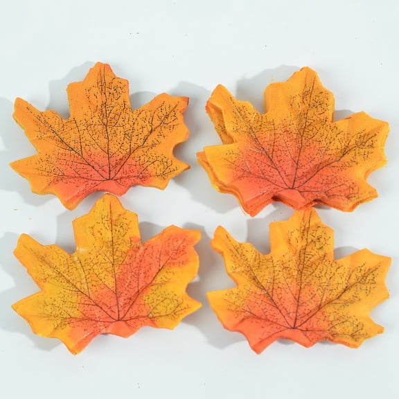Zhuge 200 Pcs Artificial Autumn Maple Leaves Fall Leaf for Weddings Thanksgiving Day Decorations,A04