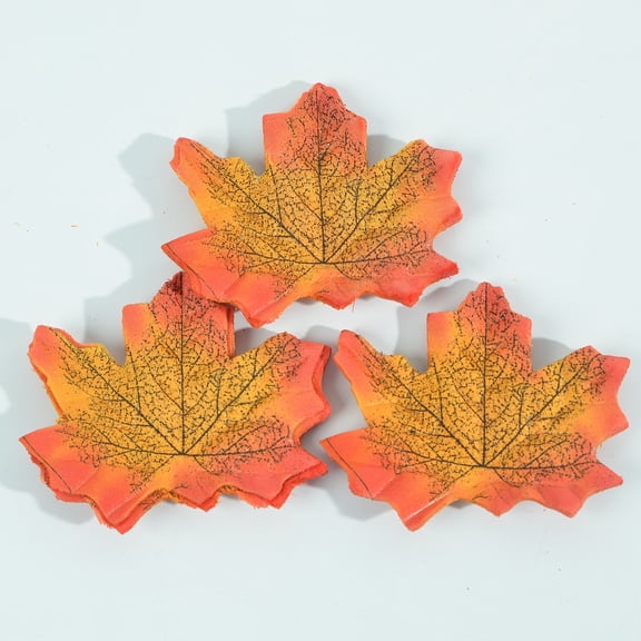Zhuge 200 Pcs Artificial Autumn Maple Leaves Fall Leaf for Weddings Thanksgiving Day Decorations,A07