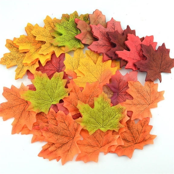 Zhuge 200 Pcs Artificial Autumn Maple Leaves Fall Leaf for Weddings Thanksgiving Day Decorations,A08