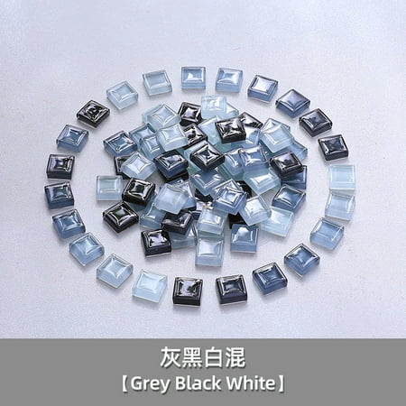 Zhuge 200 Pcs Mixed Color 1×1cm Square Laser-Cut Crystal Glass Mosaic Tiles, DIY Creative Art Craft Materials for Home Decor & Art Projects, Grey Series