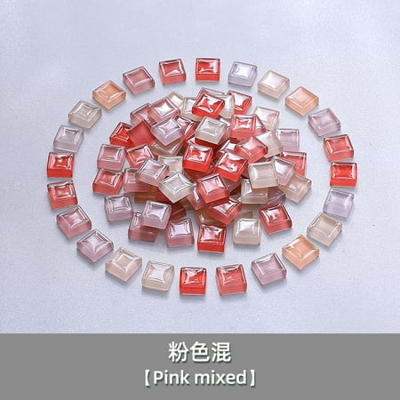 Zhuge 200 Pcs Mixed Color 1×1cm Square Laser-Cut Crystal Glass Mosaic Tiles, DIY Creative Art Craft Materials for Home Decor & Art Projects, Red Series